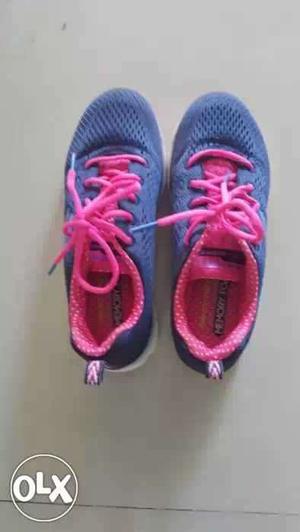 Pink-and-grey skechers 9 number Athletic Shoes