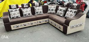 Purple And Gray Fabric Sectional Sofa