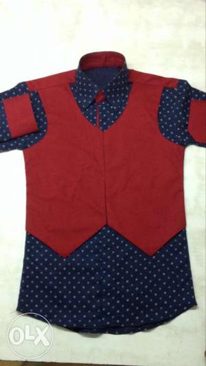 Red And Blue Polka-dotted Polo Shirt