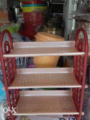 Red And White Plastic 3-layered Rack