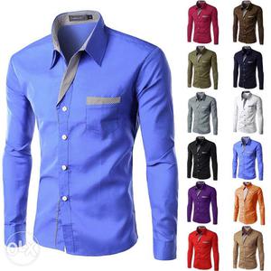 Red, Brown, Black, White, Grey, And Blue Dress Shirts