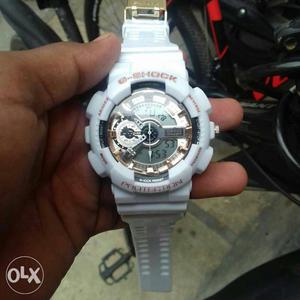 Round White Casio G-Shock Chronograph Watch With White