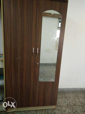 Solid double door wooden wardrobe of premium