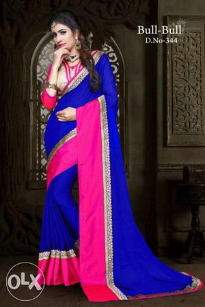 Woman's Pink And Blue Kameez
