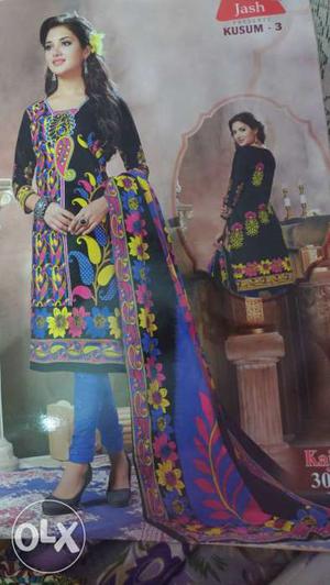 Women's Black, Pink, And Yellow Sari
