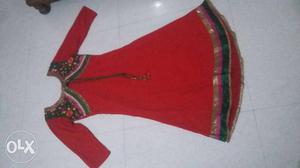 Beatifull Red umbrella kurti with 3/4 sleeves