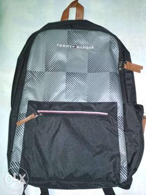 Black And Gray Tommy Hilfiger Backpack