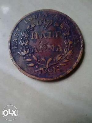 Blue And Gold Half Anna Coin