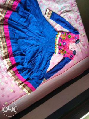 Blue And Pink Long Sleeve Anarkali