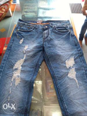 Blue Denim Distress Jeans