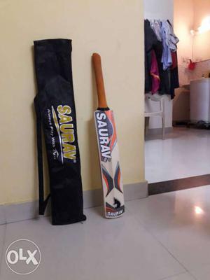 Brown And Black Saurav Wooden Cricket Bat