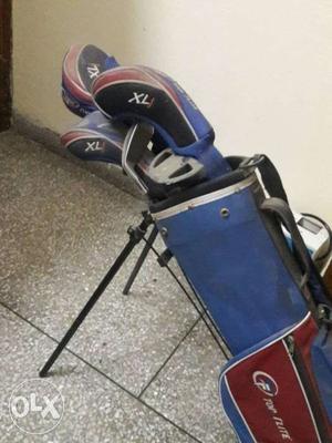 Golf Clubs In Blue Golf Stand Bag
