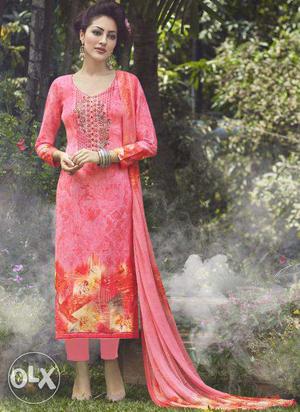 Light Pink Lawn With Work Straight Salwar Suit