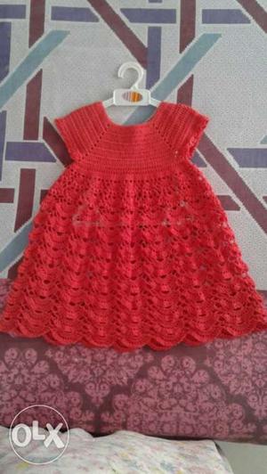 New handmade crochet baby dress for 2 to 3 years old