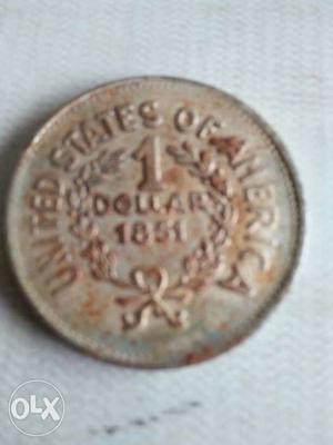 Old coin american one dolar antic