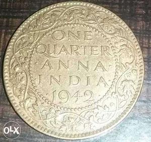 One Quarter Anna of king George VI emperor in