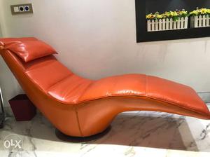 Orange Leather Lounger