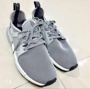 Pair Of Gray-and-white Adidas NMD