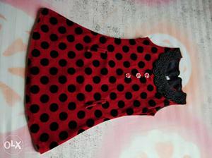 Partywear velvet red n black 3 piece dress for