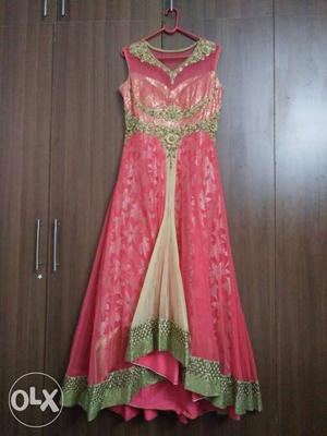 Peach gown style with heavy work