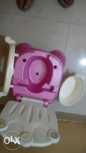 Pink and white colour toilet training seat for kids with