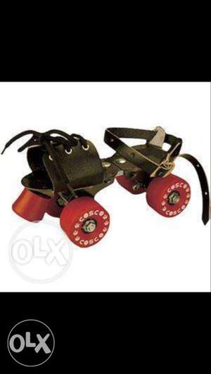 Unpaired Black And Red Roller Blade Shoe