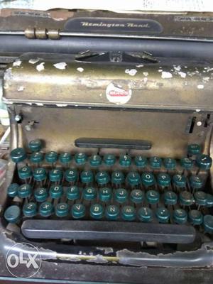 Vintage Gray And Green Remington Rand Typewriter