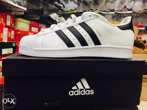 White And Black Adidas Superstar With Box