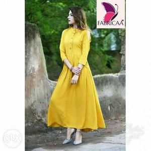 Women's Yellow Cold Shoulder Long Dress