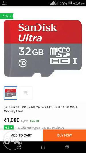 32 GB SanDisk Ultra Micro SD HC Memory Card Screenshot