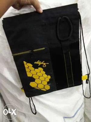 Black And Yellow Drawstring Backpack
