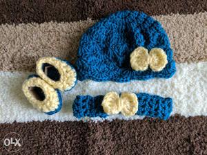 Brand New handmade crochet beanie, booties and