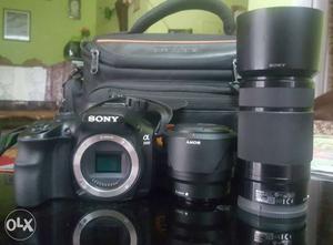 Sony dslr with  lens. n normal lens. no