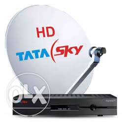Tata Sky HD box with dish and remote