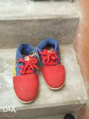 Toddler's Blue-and-red Canvas Low Top Sneakers