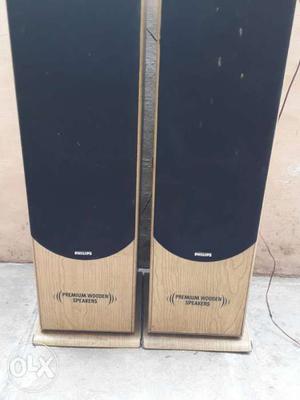 Two Black-and-gray Philips Speakers