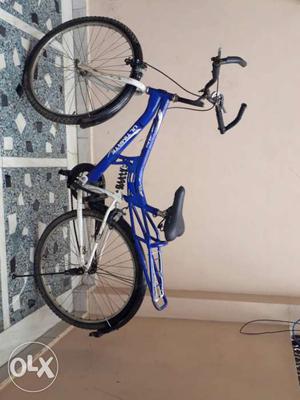 White And Blue Full-suspension Bicycle