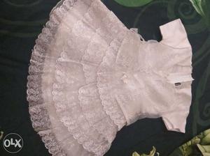 White frock with embroidered frills for 4-5 yr