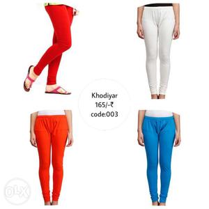 Women's White, Blue And Red Thights Pants