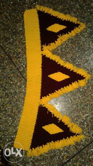 Yellow And Brown Knitted Turkish Oya