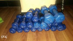 10 sets of dumbells hardly used. very good quality