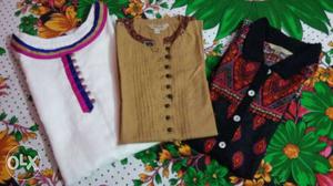 3 ladies branded cotton kurti, size- 34(s), all