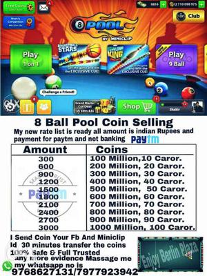 8 Ball Pool Coin Selling