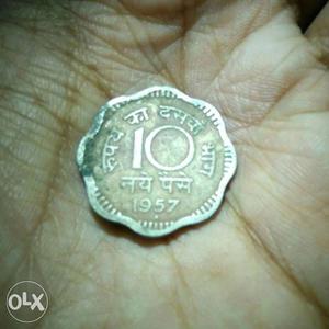Antique 10 paise coin of year .