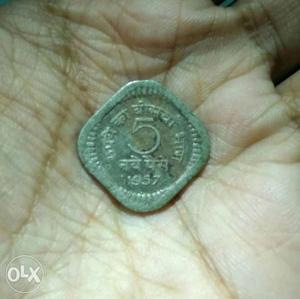 Antique 5 paise coin of year .