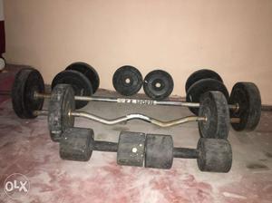 Black Barbells With Weight Plates