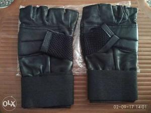 Black Leather GYM Gloves