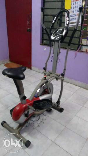 Black, Silver, And Red Stationary Bike