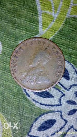 GEORGE V KING EMPEROR one quarter Anna rupee made