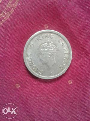 George vi king one rupee silver coin